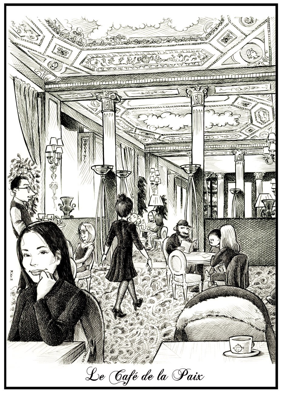 建築肖像画サンプル カフェ・ド・ラ・ペ