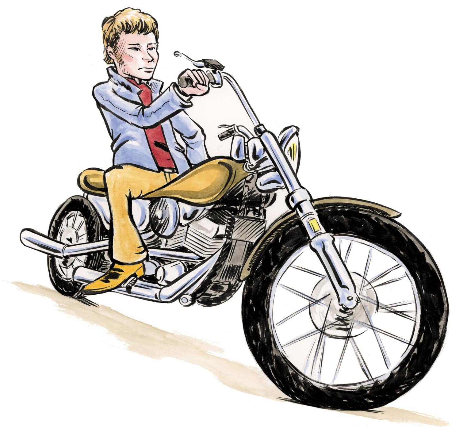 ハーレーダビッドソンにまたがるライダーの似顔絵