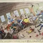 東インド船上での興味深い光景：激しい横揺れの影響を示す（An Interesting Scene on board an East Indiaman showing the Effects of a Heavy Lurch）