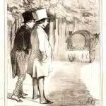 快適な出会い(Une Rencontre agréable, 1844年)。ブルジョワ社会の慣習の偽善を嘲笑するリトグラフ。