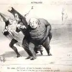 一時しのぎ(Un Replatrage, 1851年)。『ル・シャリヴァリ』に掲載された、社会問題に対する批判的なリトグラフ。