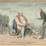 彼の見事な新しい灰色の半ズボンを試着するジョン・ブル（John Bull trying on his 'bra' new' Grey Breeks）