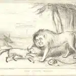 ライオンの取り分（The Lion's Share, 1838年）。動物のイメージを用いて政治家を巧みに論評したリトグラフ。