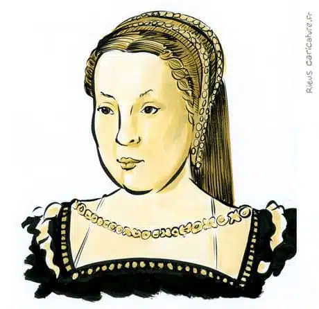 セピア水彩肖像画： カトリーヌ・ド・メディシス — Reine de France — 1519–1589 · セバスチャン・リュー
