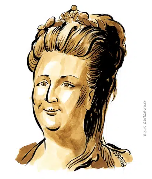 セピア水彩肖像画： エカチェリーナ2世 (ロシア皇帝) — Impératrice — 1729–1796 · セバスチャン・リュー