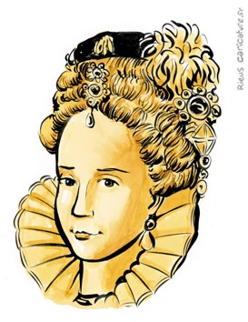 セピア水彩肖像画： エリザベス1世 — イングランド女王 — 1533–1603年 · セバスチャン・リュー