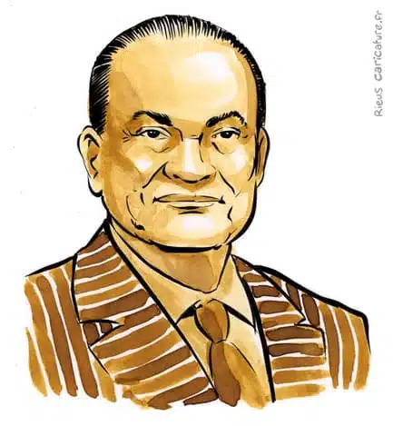 セピア水彩肖像画： Hosni Moubarak — Président — 1928–2020 · セバスチャン・リュー