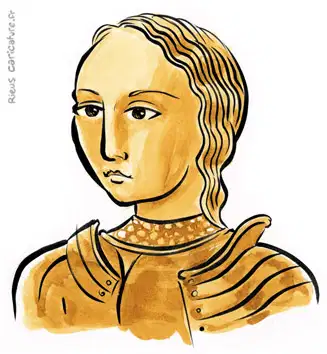 セピア水彩肖像画： ジャンヌ・ダルク — フランスの英雄 — 1412–1431年 · セバスチャン・リュー