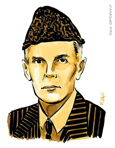セピア水彩肖像画： Muhammad Ali Jinnah — Fondateur du Pakistan — 1876–1948 · セバスチャン・リュー