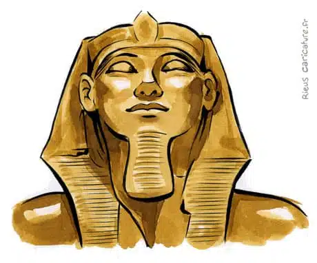 セピア水彩肖像画： Khéops — Pharaon — ~2589–2566 av. J.-C. · セバスチャン・リュー