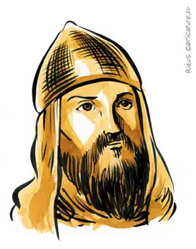 セピア水彩肖像画： エル・シッド — カスティーリャの騎士 — 1043–1099年 · セバスチャン・リュー