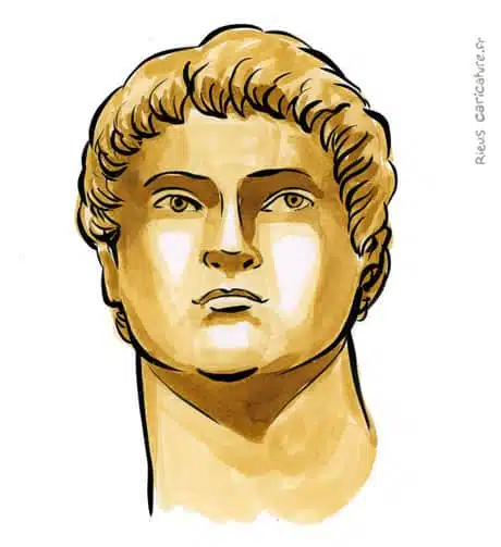 セピア水彩肖像画： Néron — Empereur — 37–68 · セバスチャン・リュー
