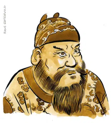 セピア水彩肖像画： Qin Shi Huangdi — 1er Empereur — 259–210 av. J.-C. · セバスチャン・リュー