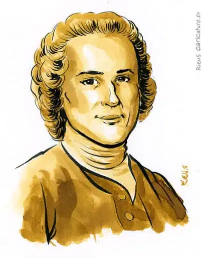 セピア水彩肖像画： ジャン＝ジャック・ルソー — Philosophe — 1712–1778 · セバスチャン・リュー