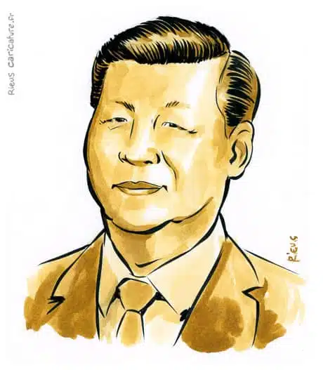 セピア水彩肖像画： Xi Jinping — Président — 1953– · セバスチャン・リュー