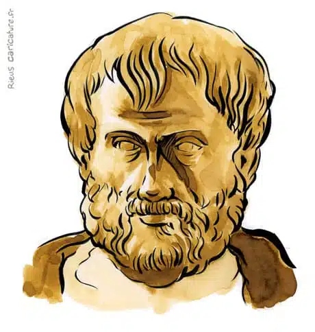 セピア水彩肖像画： Aristote — Philosophe — 384–322 av. J.-C. · セバスチャン・リュー
