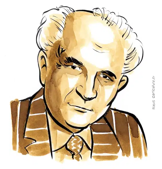 セピア水彩肖像画： David Ben Gourion — Premier ministre — 1886–1973 · セバスチャン・リュー