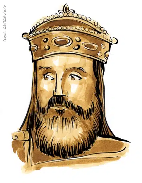 セピア水彩肖像画： カール大帝 — Empereur d'Occident — 742–814 · セバスチャン・リュー