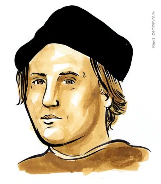 セピア水彩肖像画： Christophe Colomb — Navigateur — 1451–1506 · セバスチャン・リュー