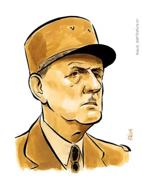 セピア水彩肖像画： シャルル・ド・ゴール — Président — 1890–1970 · セバスチャン・リュー