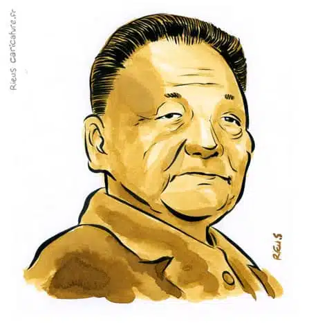 セピア水彩肖像画： Deng Xiaoping — Homme d'État — 1904–1997 · セバスチャン・リュー