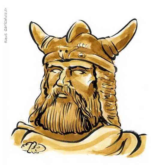 セピア水彩肖像画： Érik le Rouge — Explorateur viking — ~950–1003 · セバスチャン・リュー
