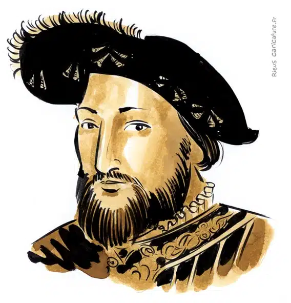 セピア水彩肖像画： フランソワ1世 (フランス王) — Roi de France — 1494–1547 · セバスチャン・リュー