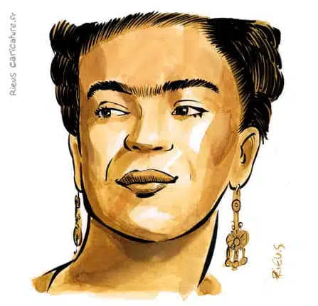 セピア水彩肖像画： Frida Kahlo — Peintre — 1907–1954 · セバスチャン・リュー