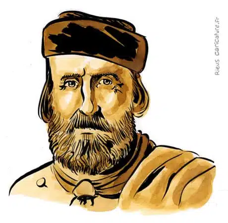 セピア水彩肖像画： Garibaldi — Héros de l'unité italienne — 1807–1882 · セバスチャン・リュー