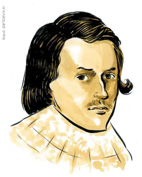 セピア水彩肖像画： ジョージ・ヴィリアーズ (初代バッキンガム公) — Duc de Buckingham — 1592–1628 · セバスチャン・リュー