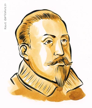 セピア水彩肖像画： グスタフ2世アドルフ — スウェーデン国王 — 1594–1632年 · セバスチャン・リュー