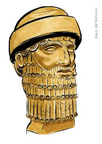 セピア水彩肖像画： Hammourabi — Roi de Babylone — ~1810–1750 av. J.-C. · セバスチャン・リュー