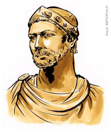 セピア水彩肖像画： Hannibal Barca — Général carthaginois — 247–183 av. J.-C. · セバスチャン・リュー