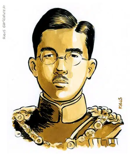 セピア水彩肖像画： Hirohito — Empereur — 1901–1989 · セバスチャン・リュー