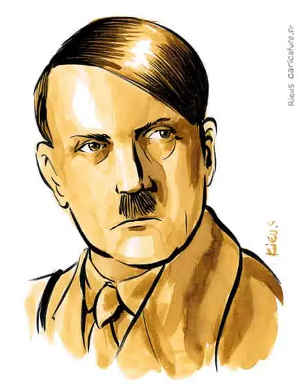 セピア水彩肖像画： Adolf Hitler — Dictateur — 1889–1945 · セバスチャン・リュー