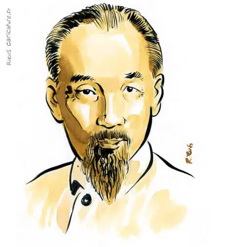 セピア水彩肖像画： Hô Chi Minh — Président — 1890–1969 · セバスチャン・リュー