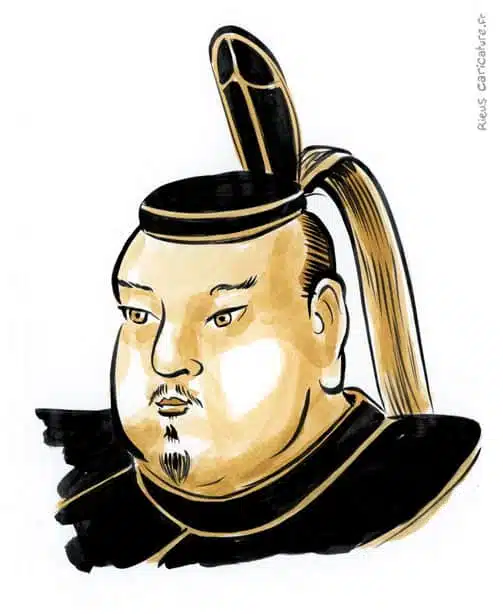 セピア水彩肖像画： Tokugawa Iemitsu — Shogun — 1604–1651 · セバスチャン・リュー