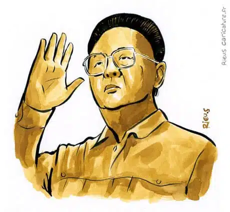 セピア水彩肖像画： Kim Il-sung — Président — 1912–1994 · セバスチャン・リュー