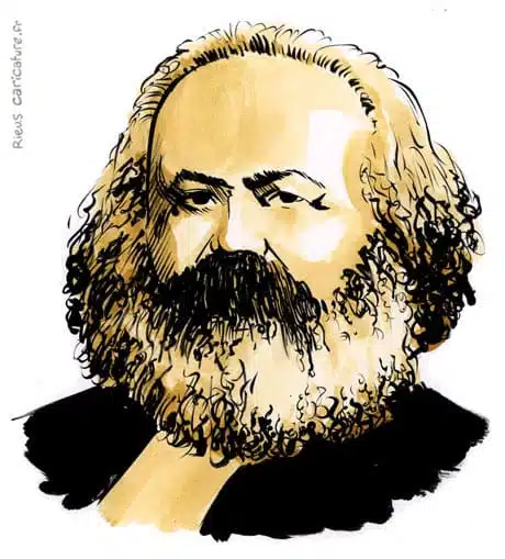 セピア水彩肖像画： Karl Marx — Philosophe — 1818–1883 · セバスチャン・リュー