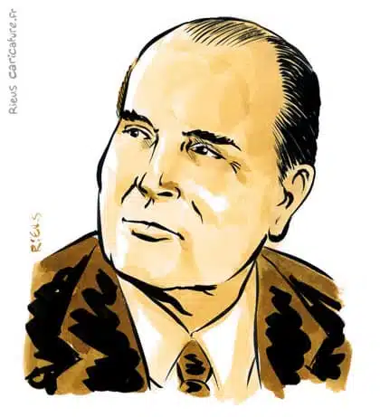 セピア水彩肖像画： フランソワ・ミッテラン — Président — 1916–1996 · セバスチャン・リュー
