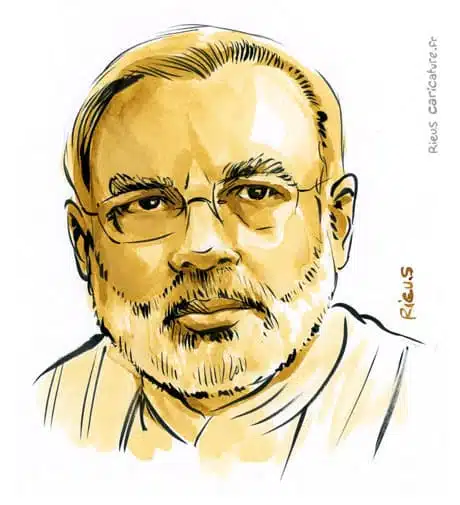 セピア水彩肖像画： Narendra Modi — Premier ministre — 1950– · セバスチャン・リュー