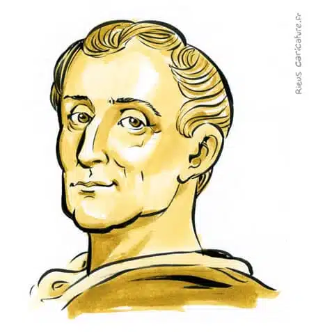 セピア水彩肖像画： シャルル・ド・モンテスキュー — Philosophe — 1689–1755 · セバスチャン・リュー