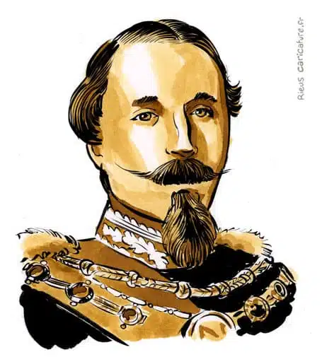 セピア水彩肖像画： ナポレオン3世 — フランス皇帝 — 1808–1873 · セバスチャン・リュー