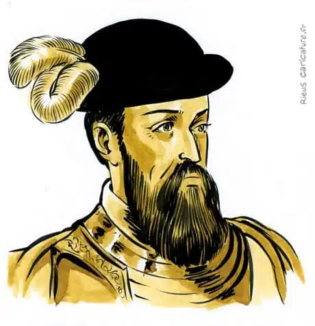 セピア水彩肖像画： Francisco Pizarro — Conquistador — 1471–1541 · セバスチャン・リュー