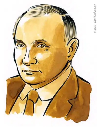 セピア水彩肖像画： ウラジーミル・プーチン — Président — 1952– · セバスチャン・リュー