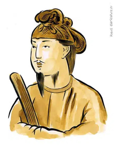 セピア水彩肖像画： Prince Shōtoku — Régent — 574–622 · セバスチャン・リュー