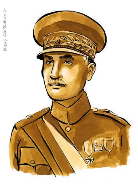 セピア水彩肖像画： Reza Shah — Shah — 1878–1944 · セバスチャン・リュー
