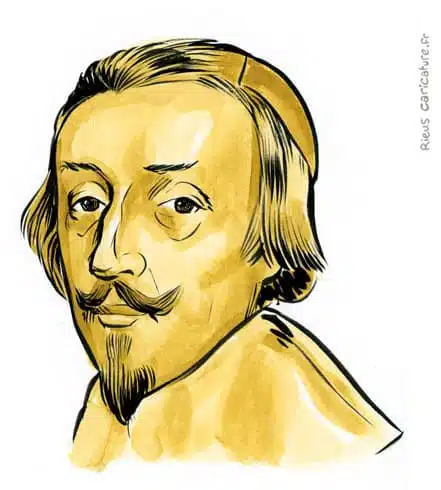 セピア水彩肖像画： リシュリュー — Ministre — 1585–1642 · セバスチャン・リュー