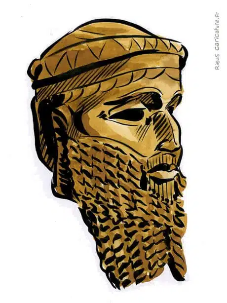 セピア水彩肖像画： Sargon d'Akkad — 1er Empire — ~2334–2279 av. J.-C. · セバスチャン・リュー