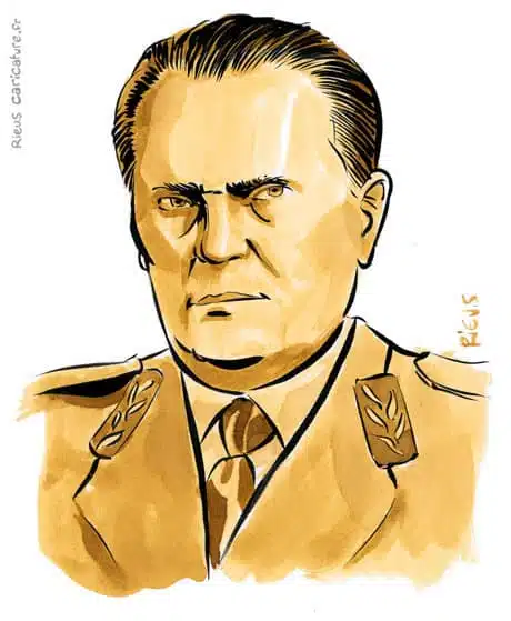 セピア水彩肖像画： Josip Broz Tito — Président — 1892–1980 · セバスチャン・リュー